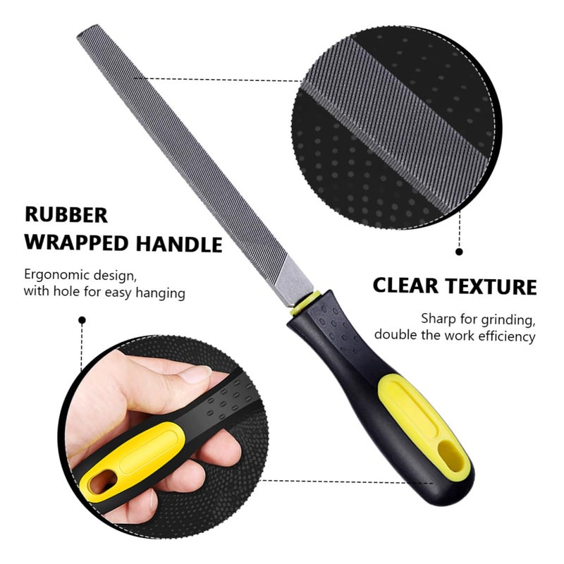 UEETEK 6-inch Hardened Steel File Flat Metal File Sharpening Tools with Comfortable Hand Grip Handles - Image 3